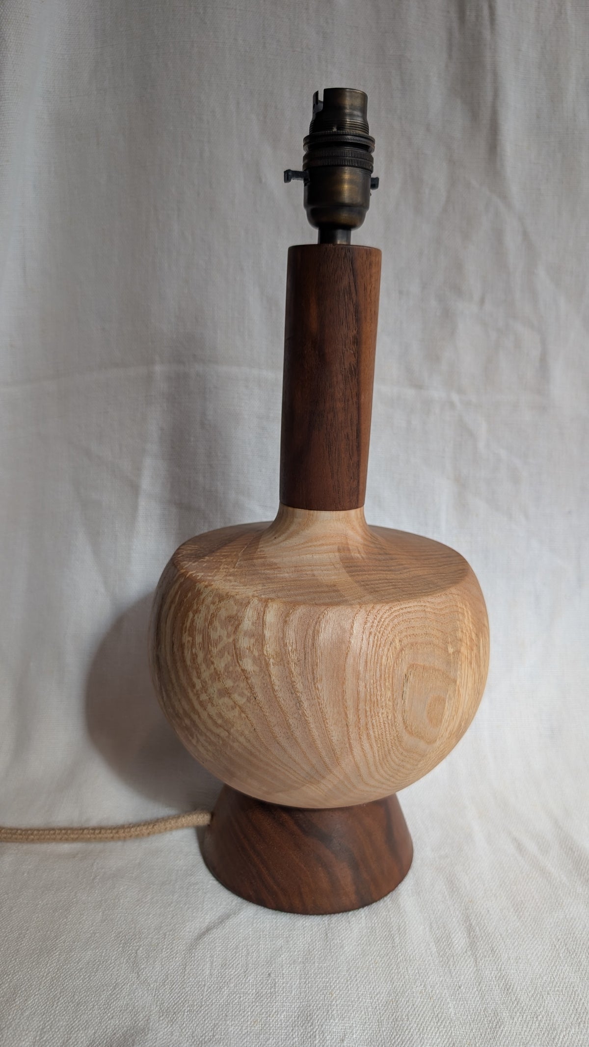 Midcentury ash and walnut lamp base - D