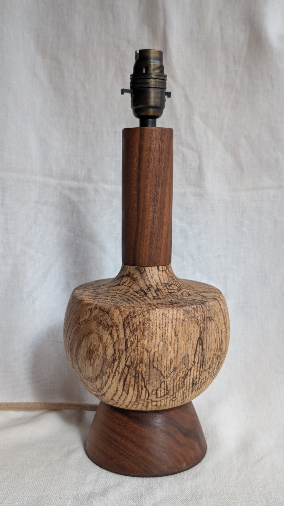 Midcentury ash and walnut lamp base - E