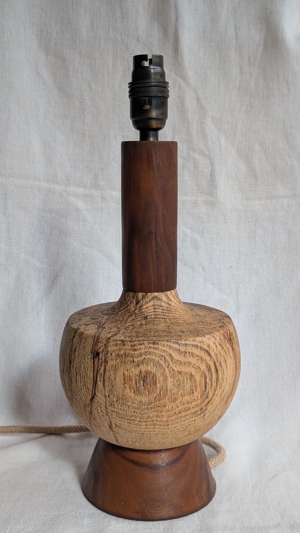 Midcentury ash and walnut lamp base - E