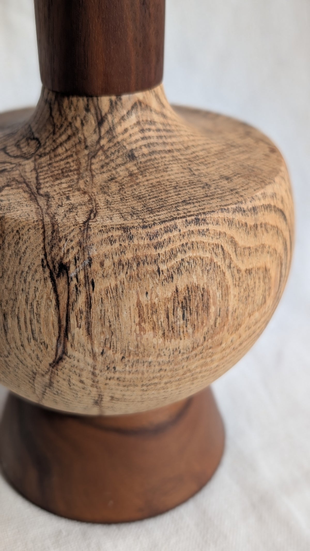Midcentury ash and walnut lamp base - E