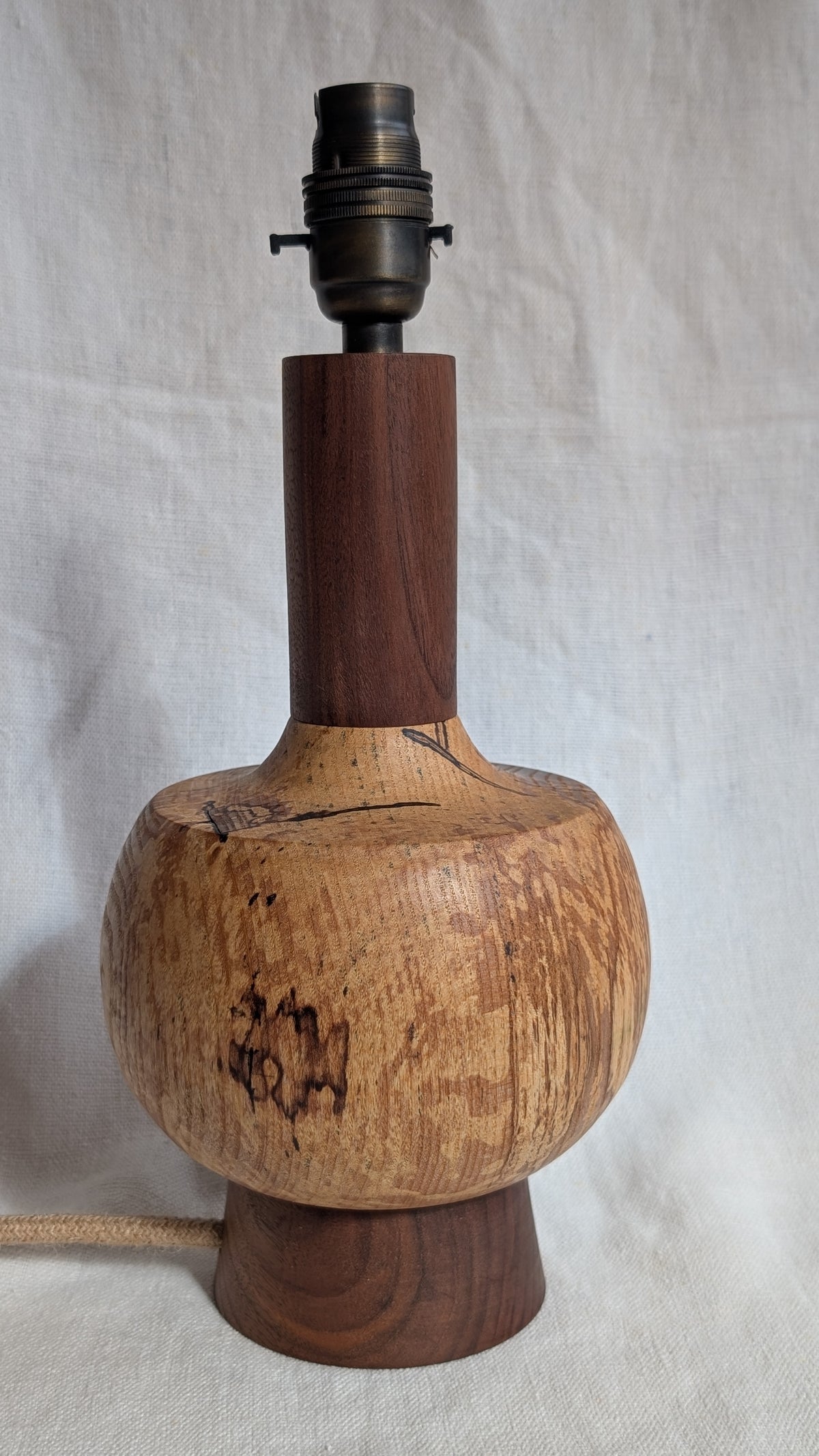Midcentury ash and walnut lamp base - C