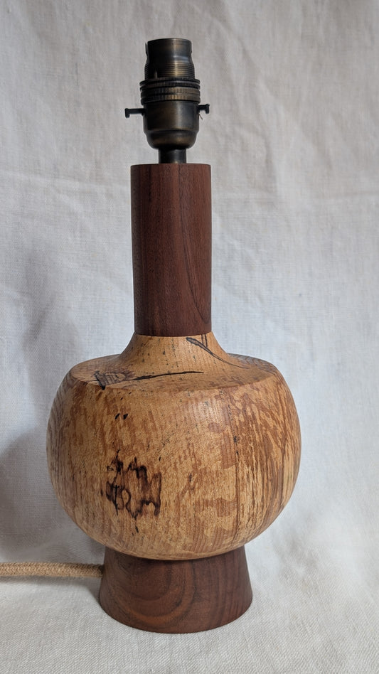 Midcentury ash and walnut lamp base - C