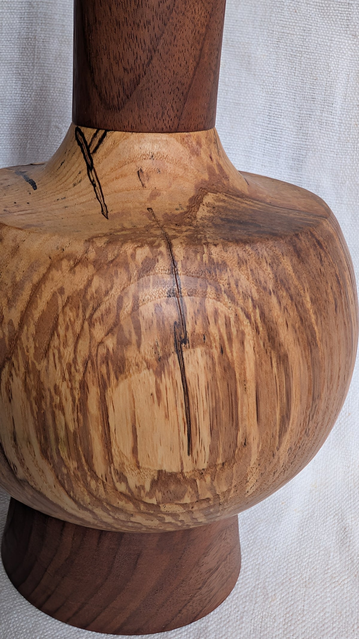 Midcentury ash and walnut lamp base - C