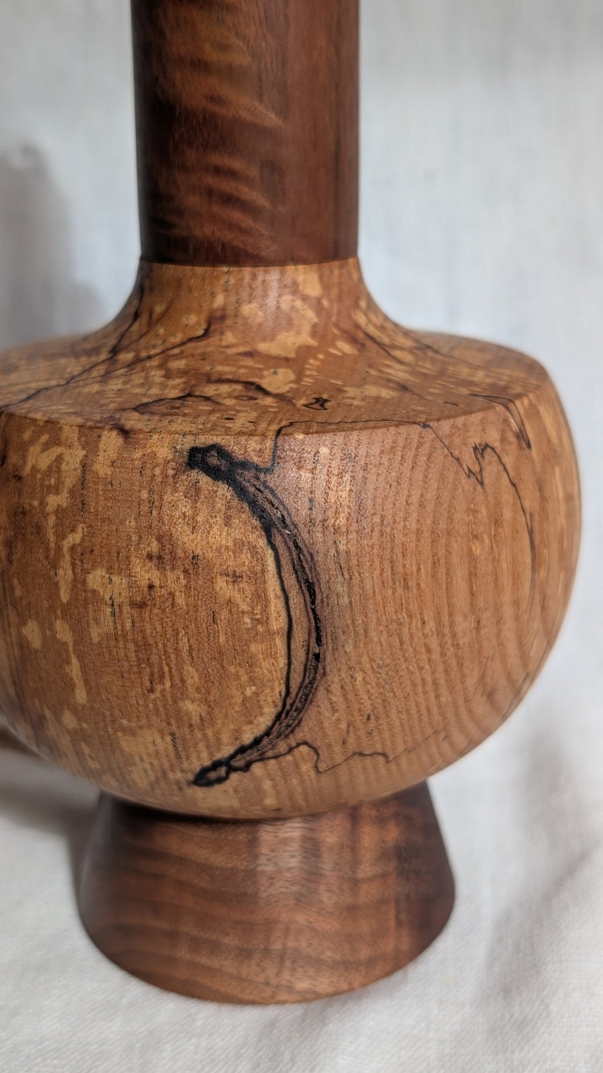 Midcentury ash and walnut lamp base - A