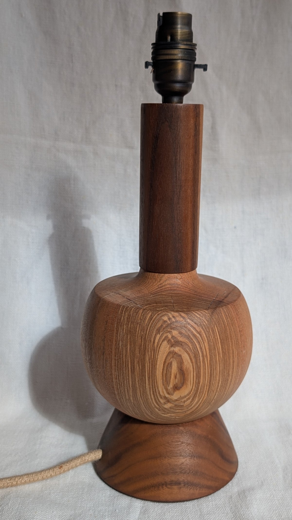 Midcentury ash and walnut lamp base - B