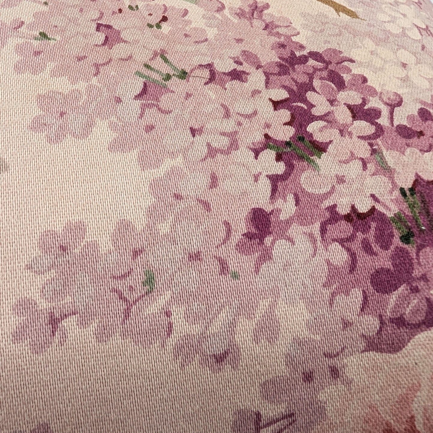 Beige and pink floral cushion dyed with walnut