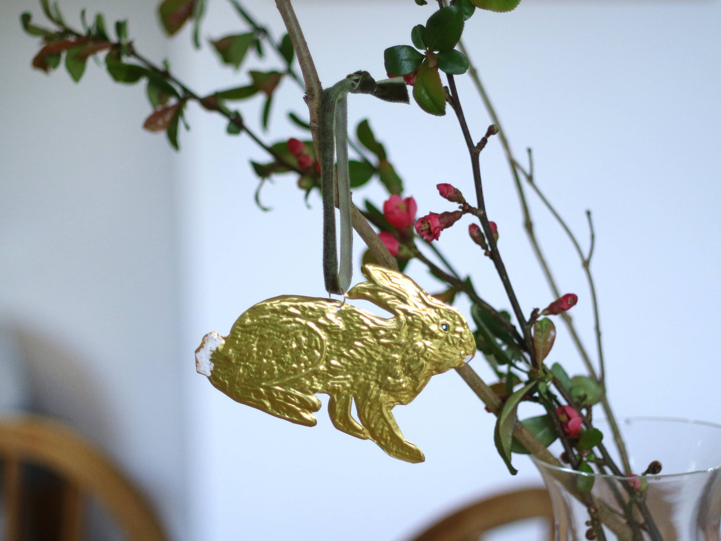 Brass Embossed Hare Hanging Ornament