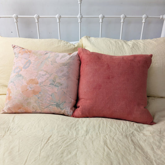 Terracotta linen cushion dyed with madder