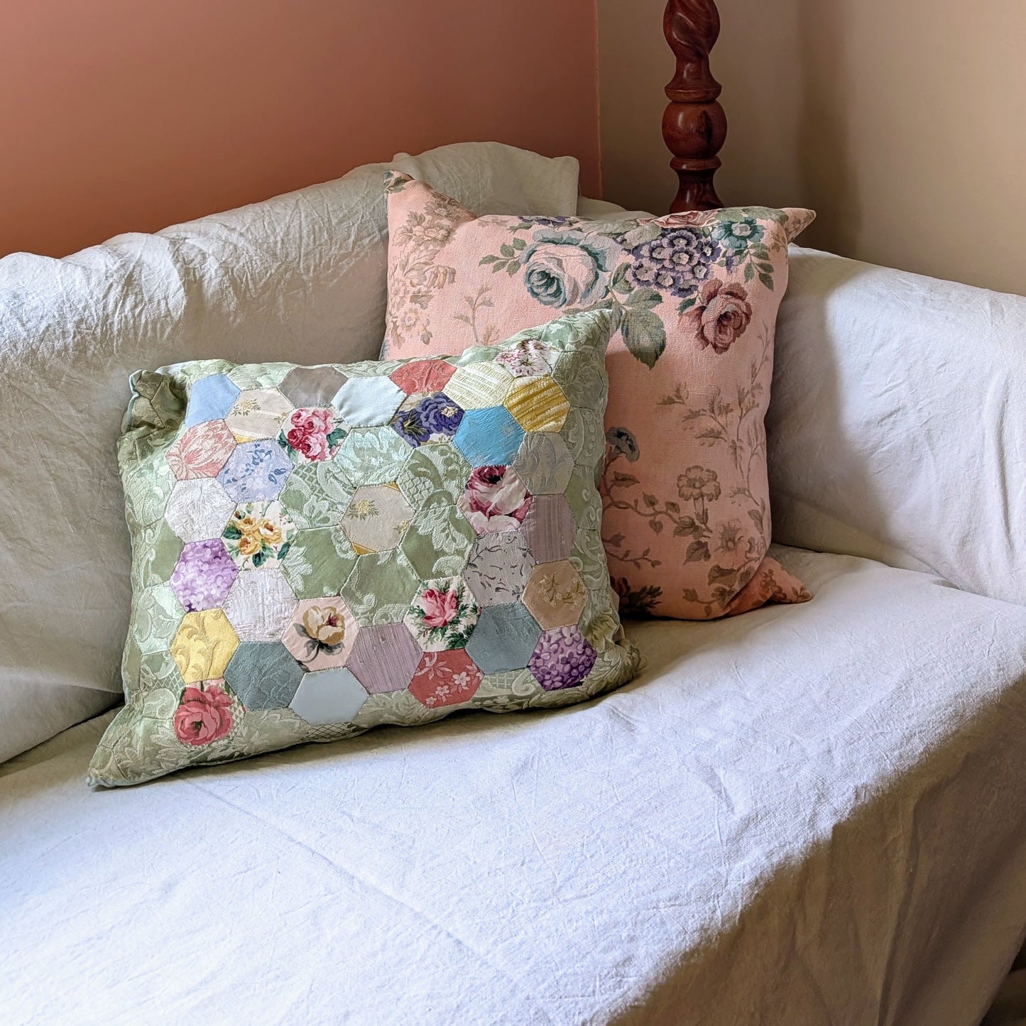 Vintage patchwork rectangular cushion