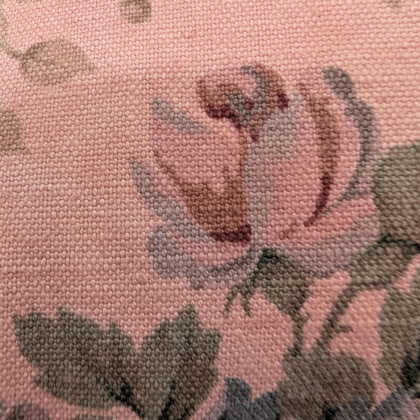 Pink floral linen cushion dyed with madder