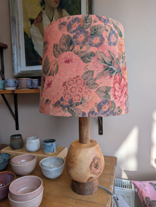 Red vintage cotton 35cm empire lampshade dyed with madder
