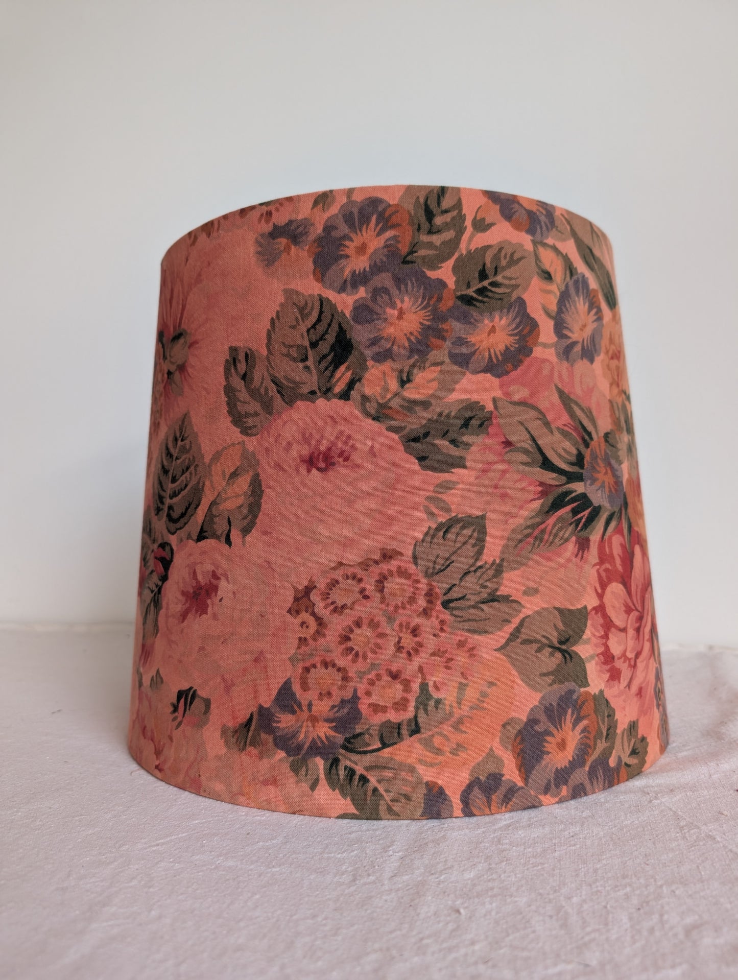 Red vintage cotton 35cm empire lampshade dyed with madder
