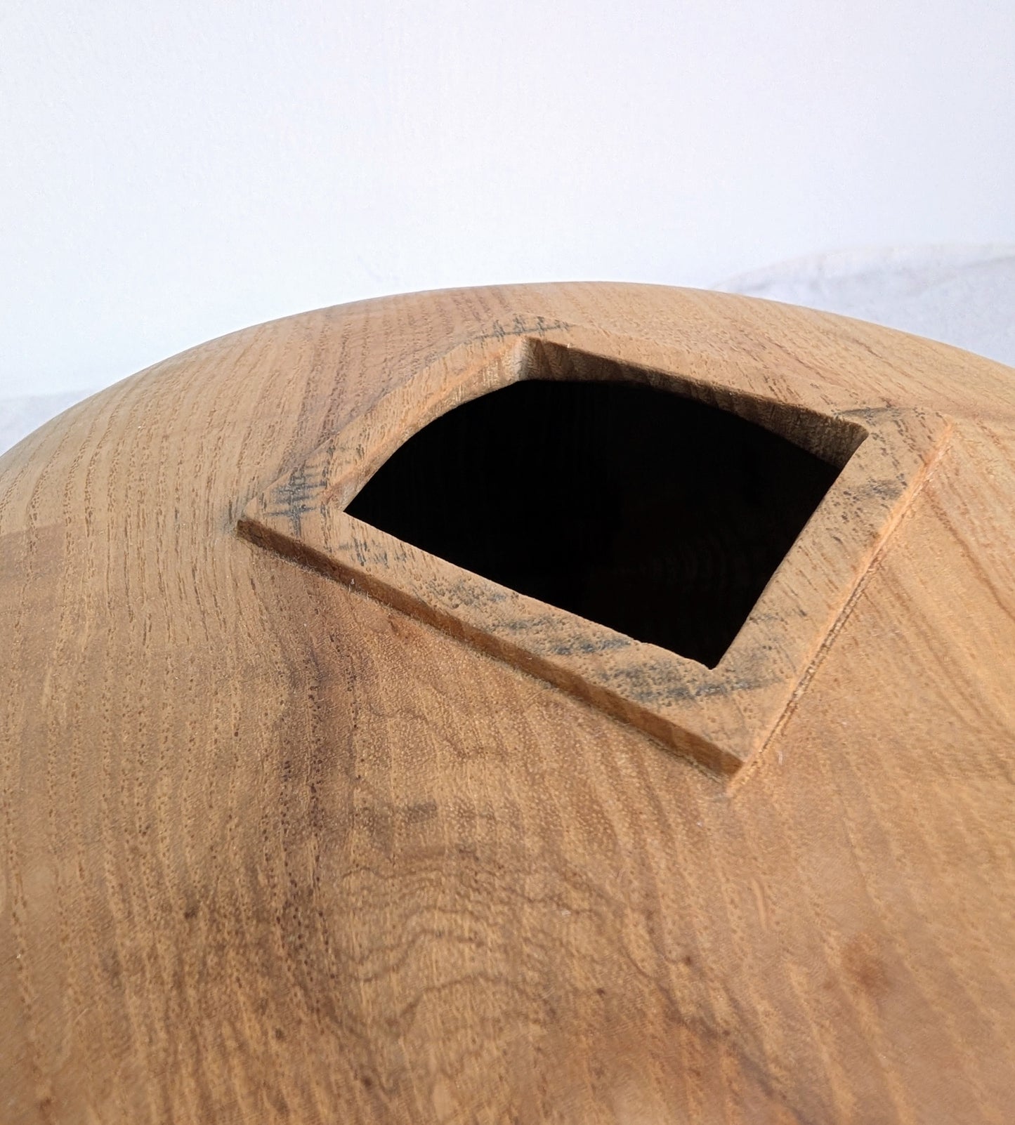 Large Square Neck Olive Ash Vase with Feet