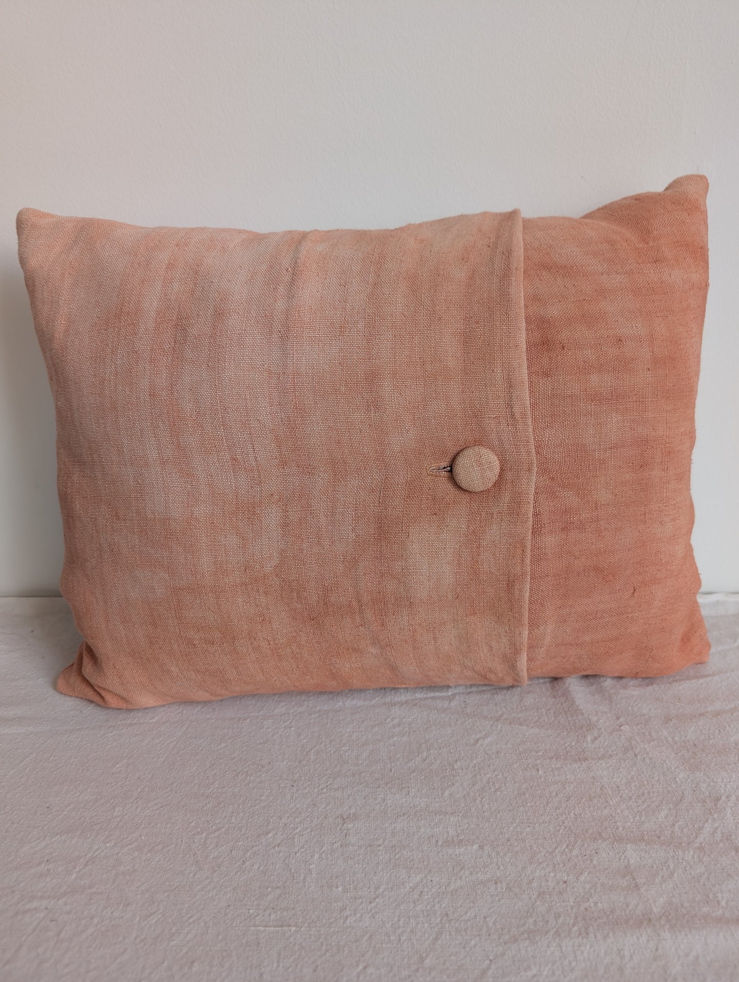 Aged Terracotta Linen Cushion with Sashiko Stitching (44 x 36cm)