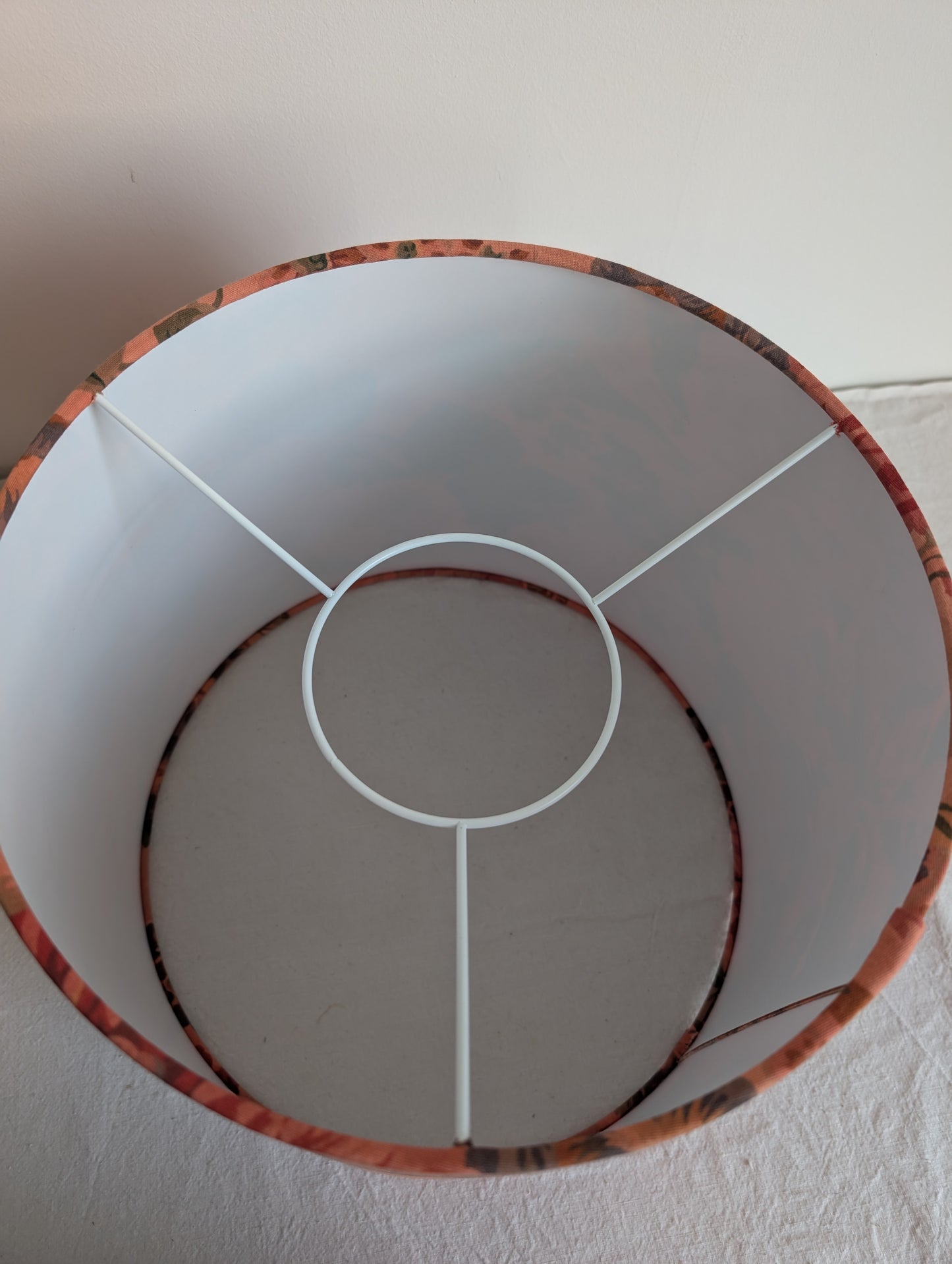 Red vintage cotton 35cm empire lampshade dyed with madder