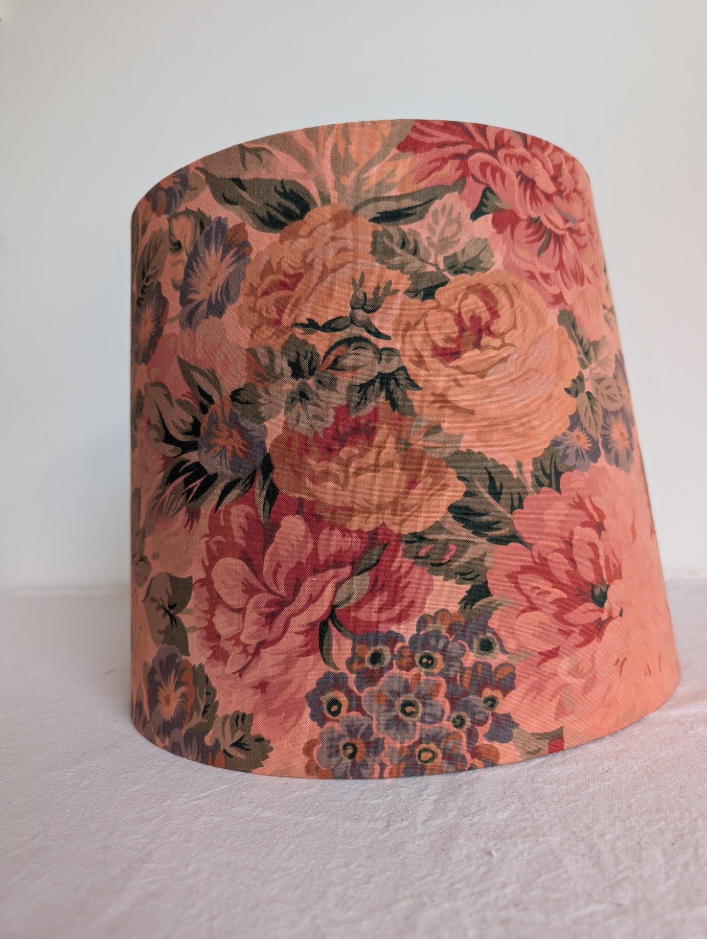 Red vintage cotton 35cm empire lampshade dyed with madder