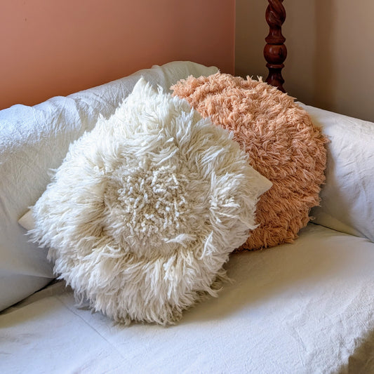 White square wool fluffy cushion