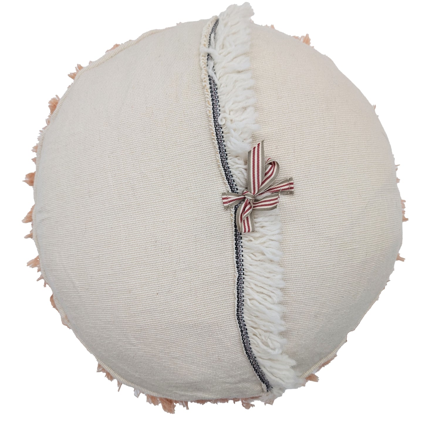 Peach wool fluffy cushion