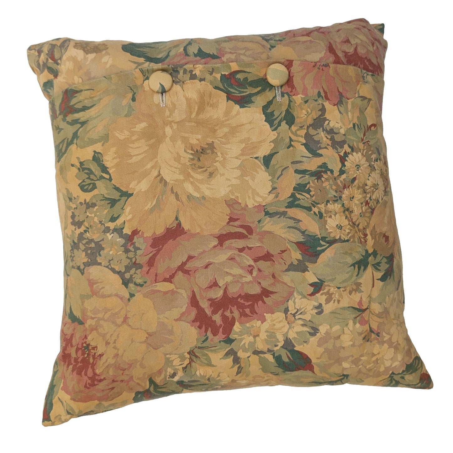 Yellow floral cushion dyed with pomegranate