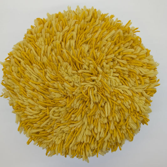 Yellow pure wool fluffy cushion